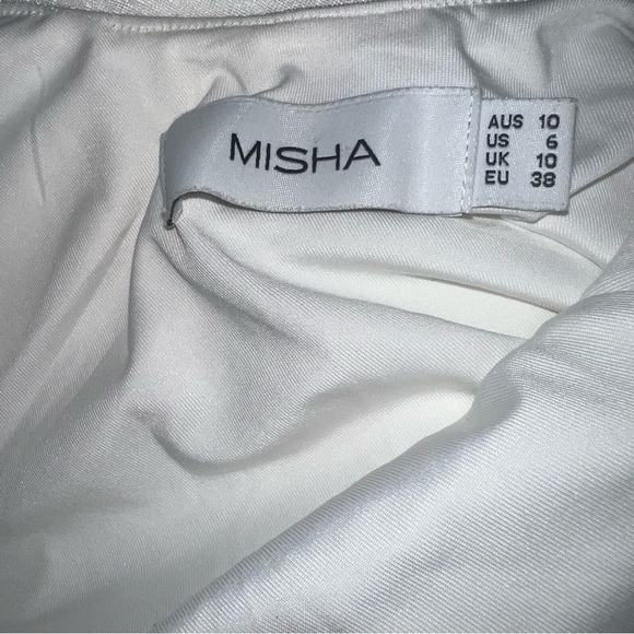 MISHA Saira Slinky Asymmetrical Drape Midi Dress in White NWOT - Picture 5 of 9